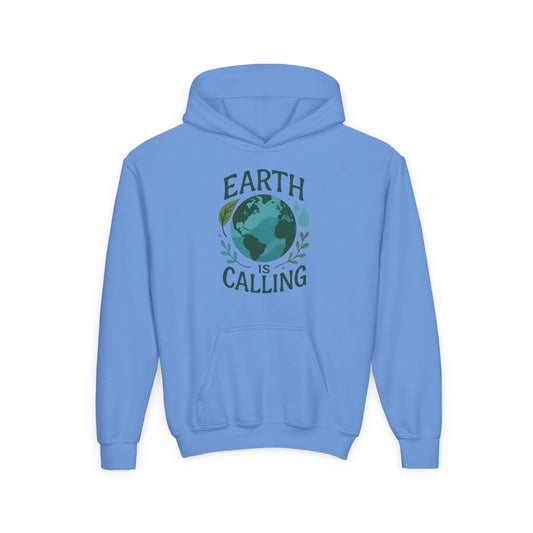 Earth is Calling Youth Hoodie, Eco-Friendly Sweatshirt, Nature Lover Gift, Earth Day Apparel, Sustainable Fashion