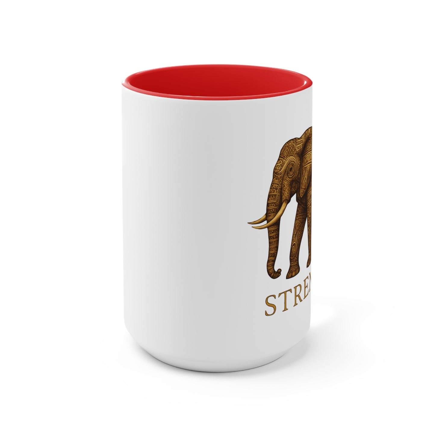 Elephant Accent Mug - Strength Inspiration, Unique Gift for Animal Lovers, Home Décor, Coffee and Tea Mug, Motivational Drinkware