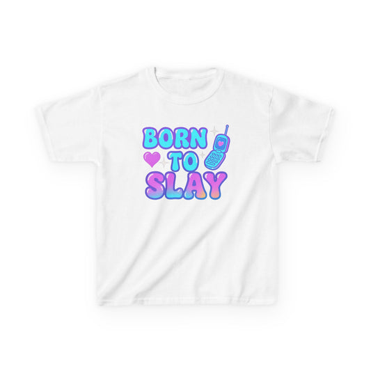 "Born to Slay" Kids Cotton Tee, Fun Kids T-Shirt, Youth Expression Shirt, Birthday Gift for Kids, Cool Casual Wear