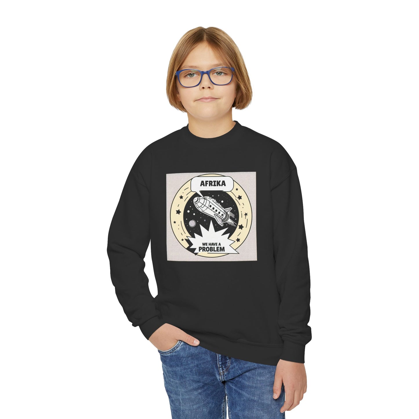 Youth Crewneck Sweatshirt with 'AFRIKA' Graphic - Cozy Casual Wear, Perfect for Everyday, Gifts, Earth Day, Travel, Eco-Friendly